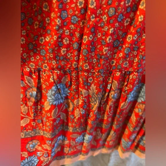 NWT Floral Red boho Maxi Dress M - Picture 8 of 13
